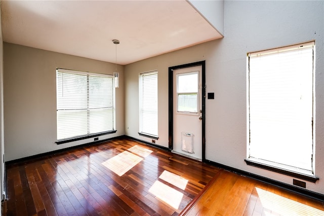 entryway featuring dark wood-type flooring and a healthy amount of sunlight