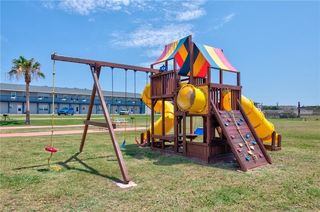 view of playground featuring a yard