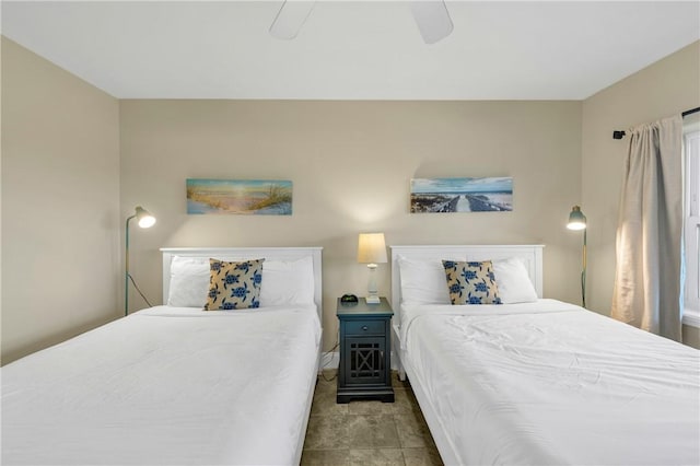 bedroom featuring ceiling fan