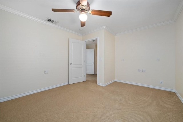 119 N Rife St, Aransas Pass, TX 78336 - unfurnished room with light carpet, crown molding, baseboards, and ceiling fan