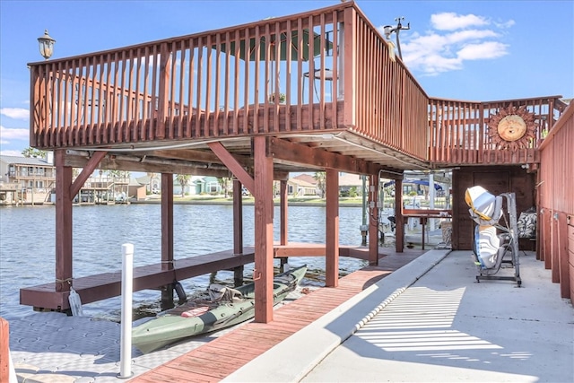 view of dock featuring a water view