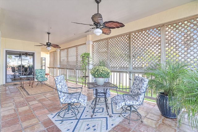 view of patio with ceiling fan