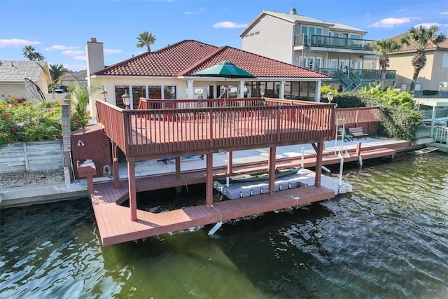 dock area featuring a water view