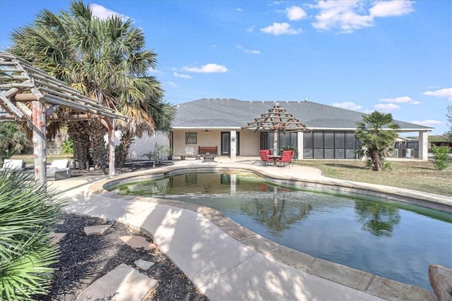 view of swimming pool with a patio