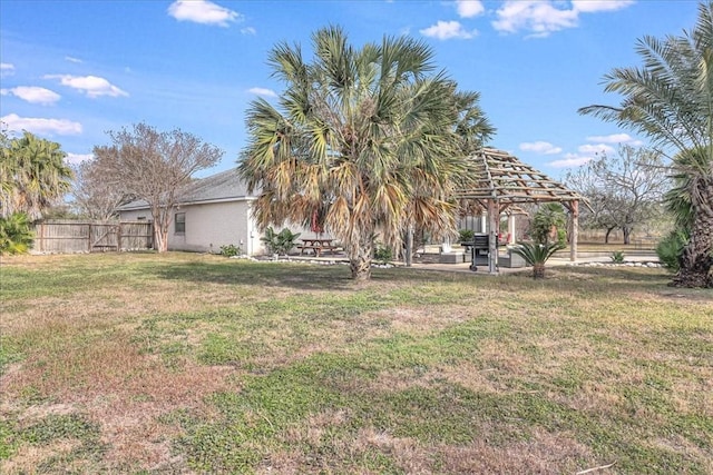 view of yard with a gazebo and a patio area