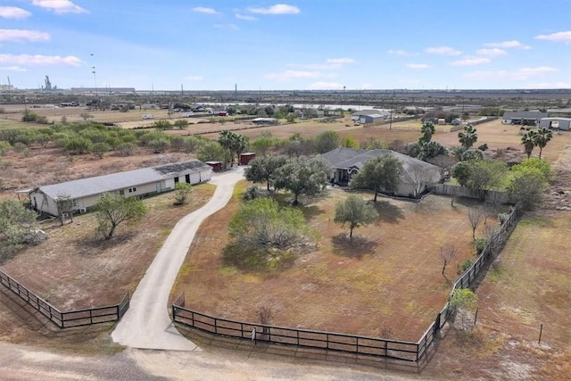 aerial view featuring a rural view