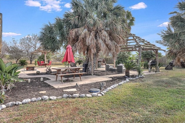 view of yard with a patio and a gazebo