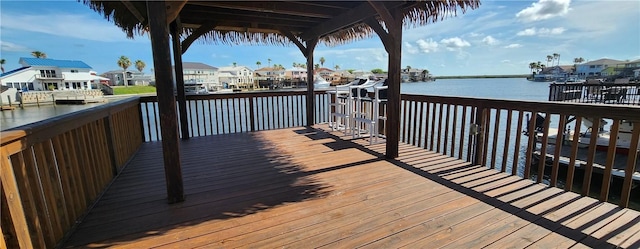 13757 Cayo Gorda Ct, Corpus Christi, TX 78418 - wooden terrace with a water view and a residential view