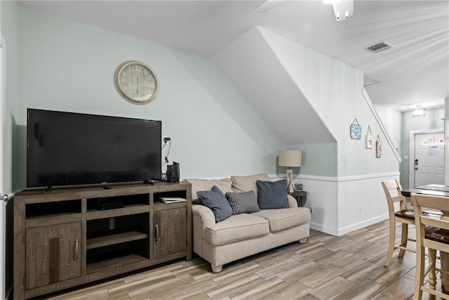 living room featuring light hardwood / wood-style floors