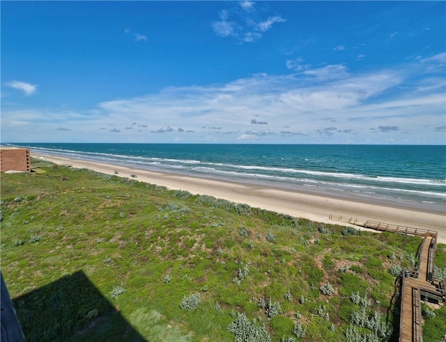 view of water feature featuring a beach view