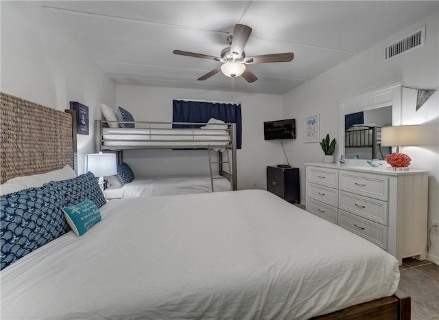 bedroom featuring ceiling fan