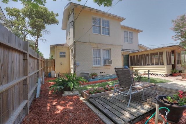 501 Del Mar Blvd, Corpus Christi, TX 78404 - rear view of property featuring brick siding, a sunroom, and fence
