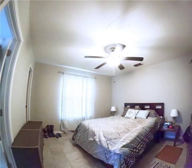 bedroom featuring ceiling fan