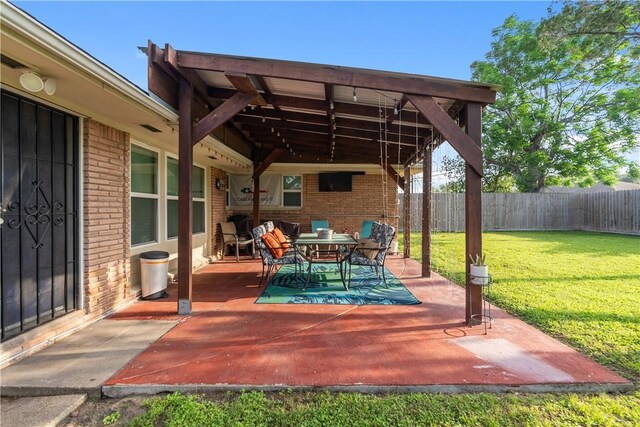 view of patio featuring outdoor dining area