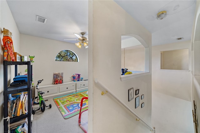 playroom with ceiling fan