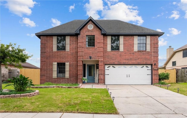 5025 Queens Ct, Corpus Christi, TX 78413 - view of front of property featuring brick siding, an attached garage, driveway, and a shingled roof