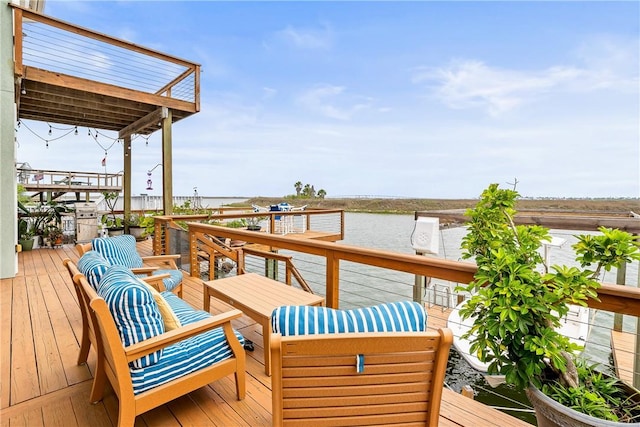 dock area featuring a water view