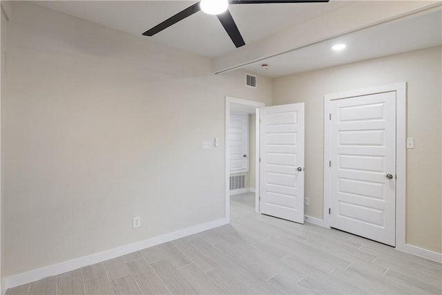 4938 Mable St, Corpus Christi, TX 78411 - unfurnished bedroom featuring light wood-style floors, baseboards, recessed lighting, and a ceiling fan