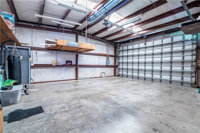 garage with a garage door opener