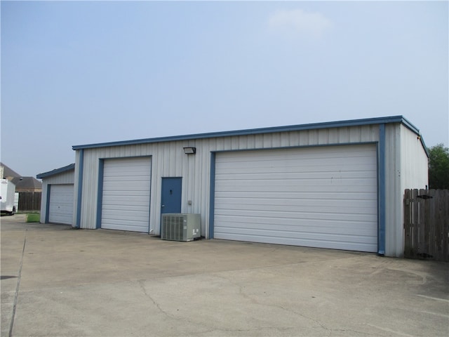 garage with central air condition unit