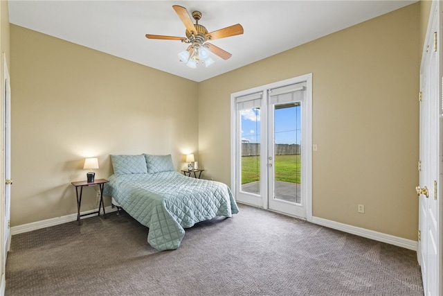 6001 King Trl, Corpus Christi, TX 78414 - carpeted bedroom with access to exterior and ceiling fan