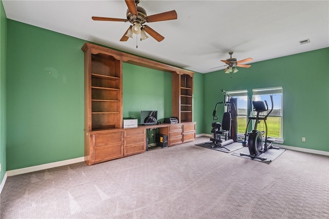 6001 King Trl, Corpus Christi, TX 78414 - exercise area featuring a ceiling fan and carpet floors