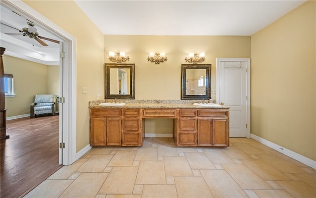 6001 King Trl, Corpus Christi, TX 78414 - full bathroom with double vanity, ensuite bathroom, and a ceiling fan