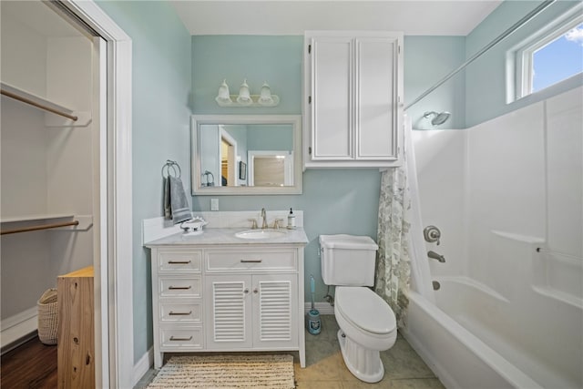 6001 King Trl, Corpus Christi, TX 78414 - bathroom featuring vanity, shower / tub combo with curtain, and tile patterned floors