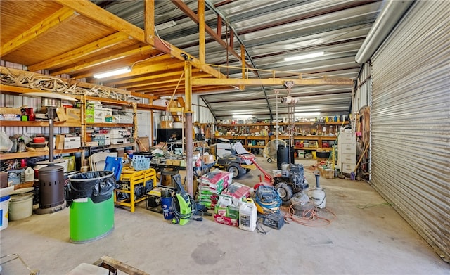 garage featuring metal wall