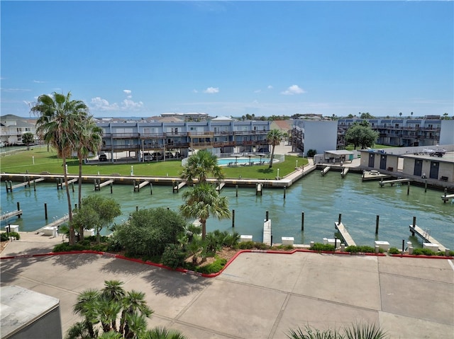 water view with a dock