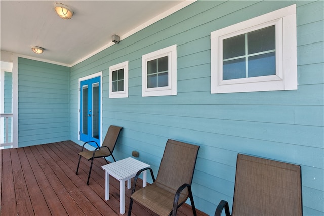 wooden deck with french doors