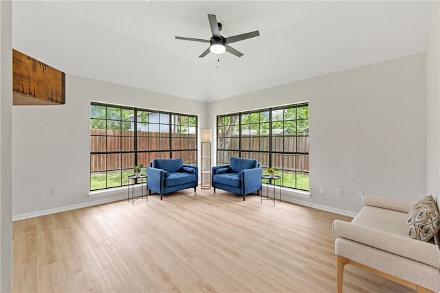 4530 Megal Dr, Corpus Christi, TX 78413 - living area featuring light wood finished floors, baseboards, and ceiling fan