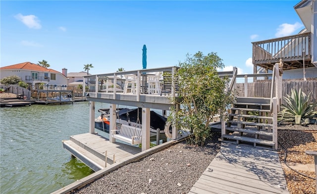 view of dock featuring a water view