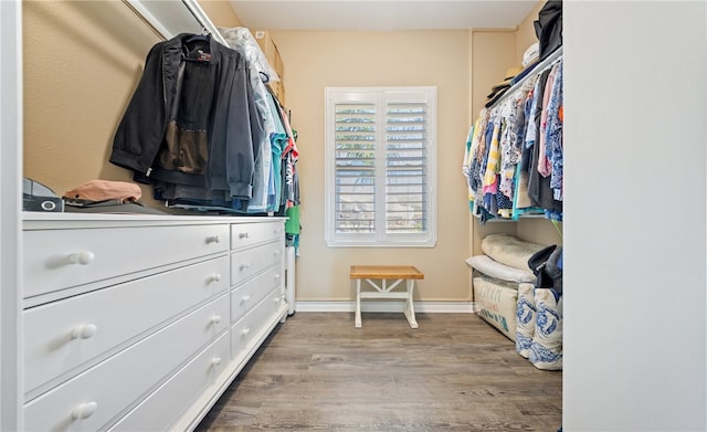 spacious closet with wood finished floors