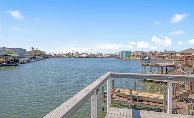 view of dock featuring a water view