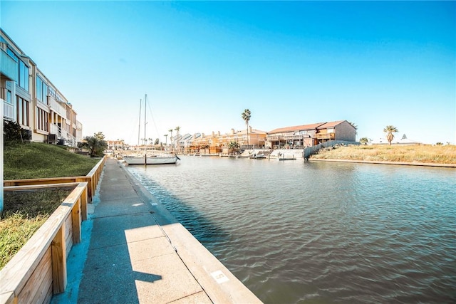 view of dock featuring a water view