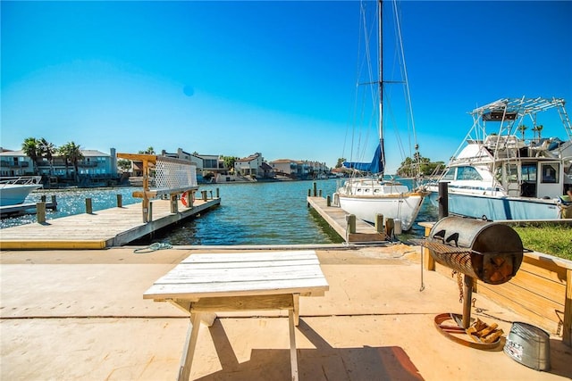 dock area featuring a water view