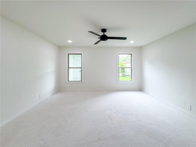 126 Rainbow Ln, Corpus Christi, TX 78411 - empty room with recessed lighting, carpet floors, a ceiling fan, and baseboards