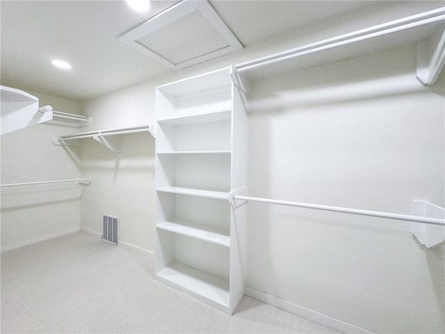 walk in closet with carpet floors