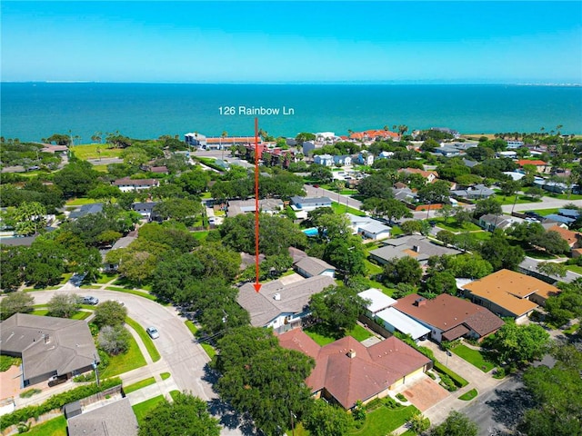 bird's eye view featuring a water view