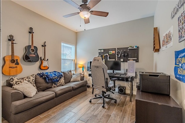 home office featuring ceiling fan