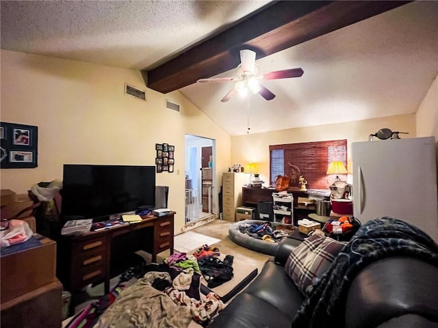 4321 Woodland Creek Dr, Corpus Christi, TX 78410 - carpeted living area featuring a ceiling fan and a textured ceiling
