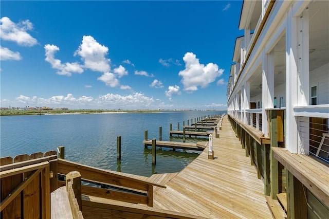 dock area featuring a water view