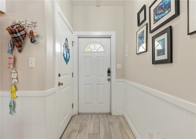 doorway featuring light hardwood / wood-style flooring