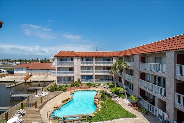 pool featuring a patio area