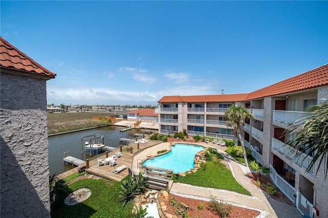 pool with a water view