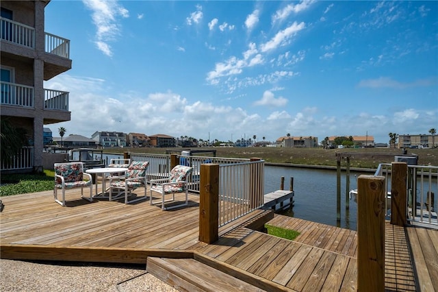 view of dock featuring a water view