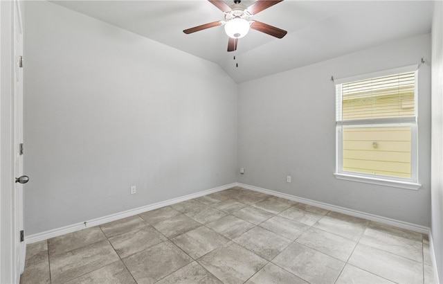 7525 Killebrew Dr, Corpus Christi, TX 78414 - unfurnished room with lofted ceiling, a ceiling fan, and tile patterned flooring