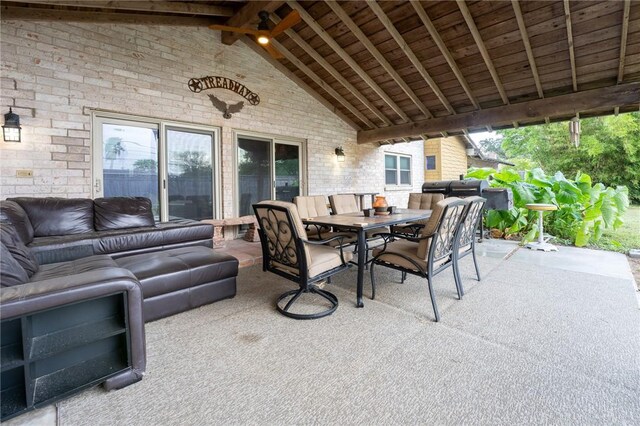 view of patio featuring outdoor lounge area and outdoor dining area