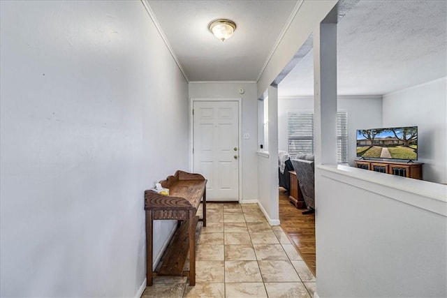 interior space with ornamental molding